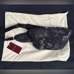 Gucci Navy and Gray GG Denim Belt Bag